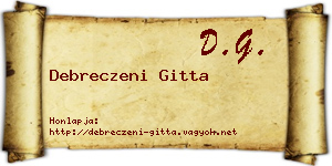 Debreczeni Gitta névjegykártya
